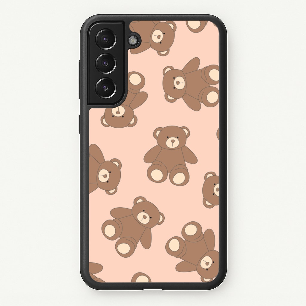 Cartoon Brown Bear Pattern - Clean Girl Aesthetic Phone Case for Galaxy S21FE