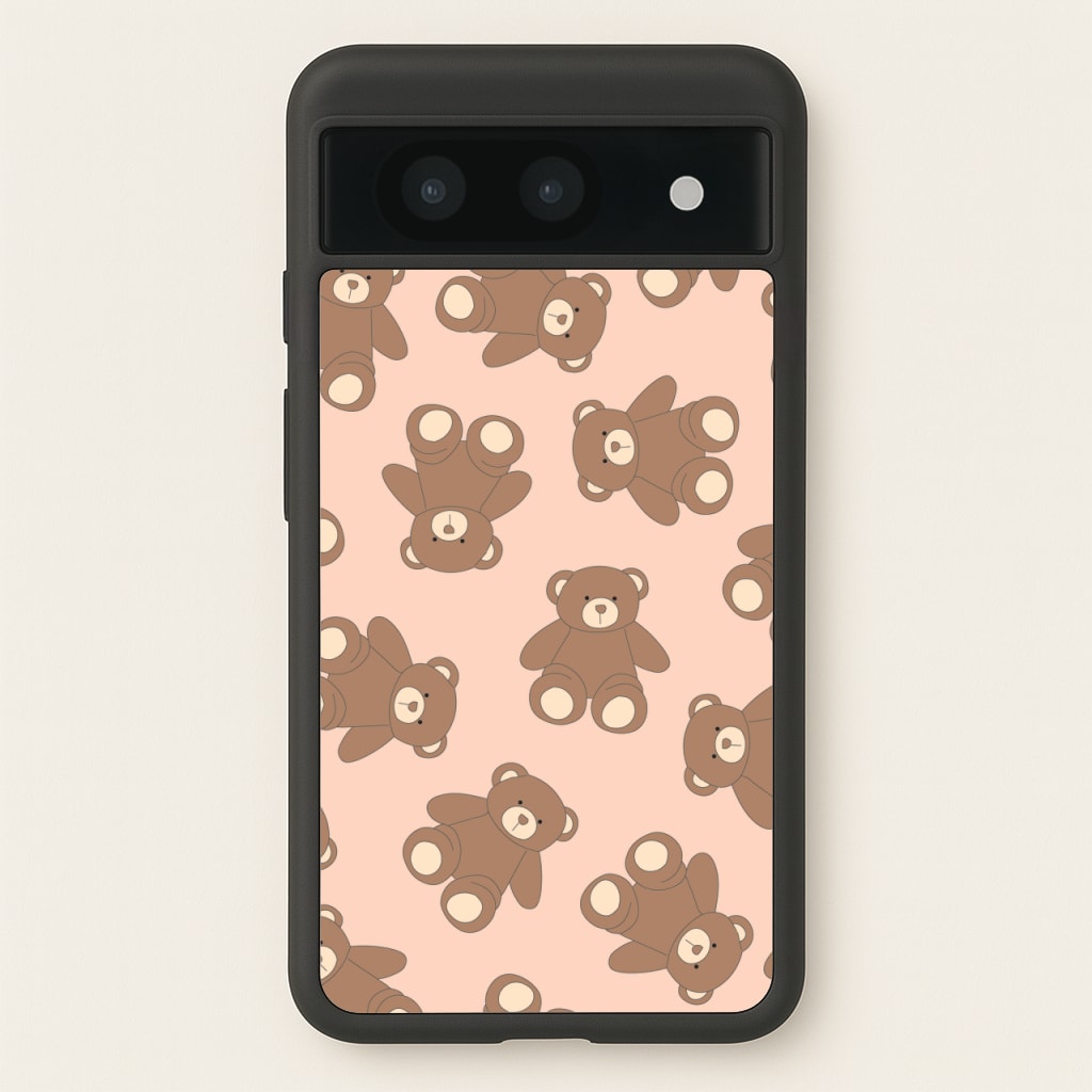 Cartoon Brown Bear Pattern - Clean Girl Aesthetic Phone Case for Google Pixel 8a