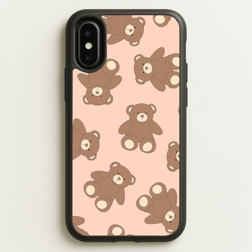 Cartoon Brown Bear Pattern - Clean Girl Aesthetic Phone Case for iPhone X / XS