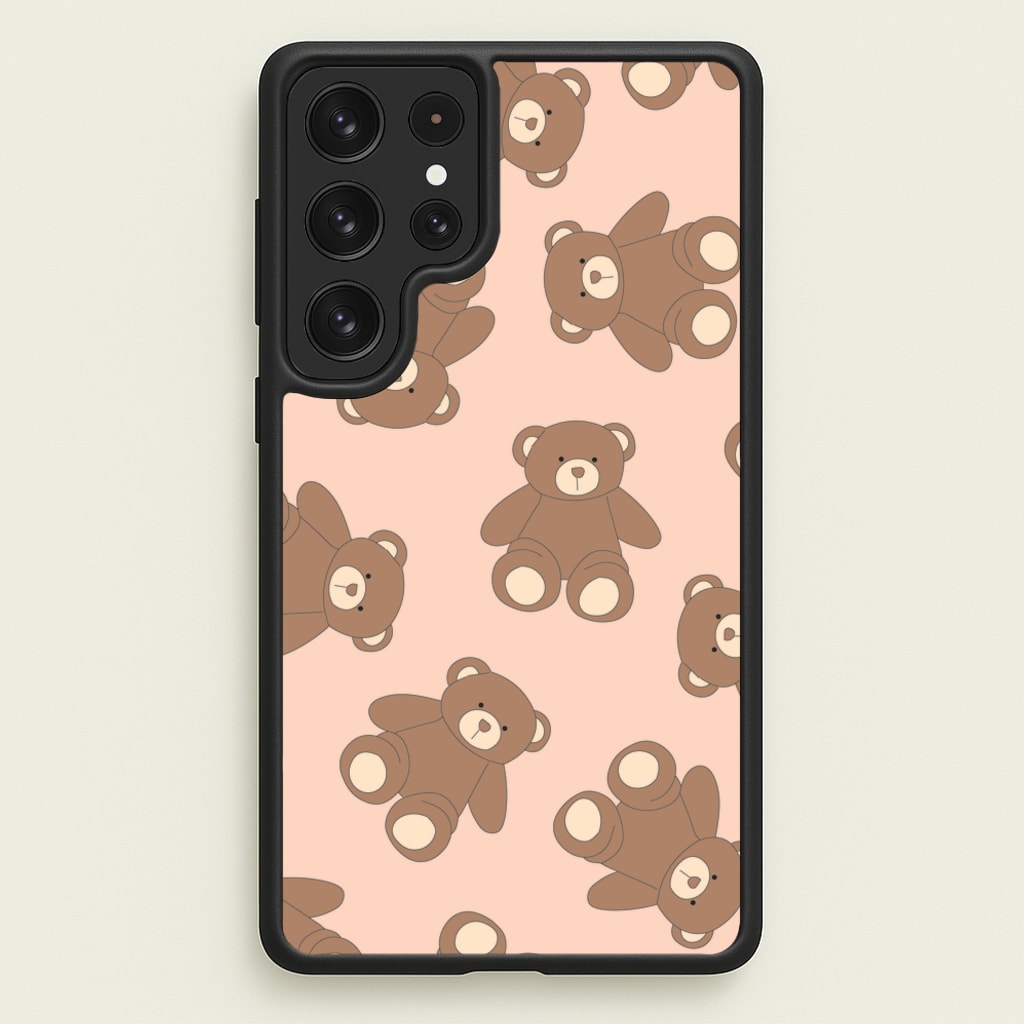 Cartoon Brown Bear Pattern - Clean Girl Aesthetic Phone Case for Galaxy S23 Ultra