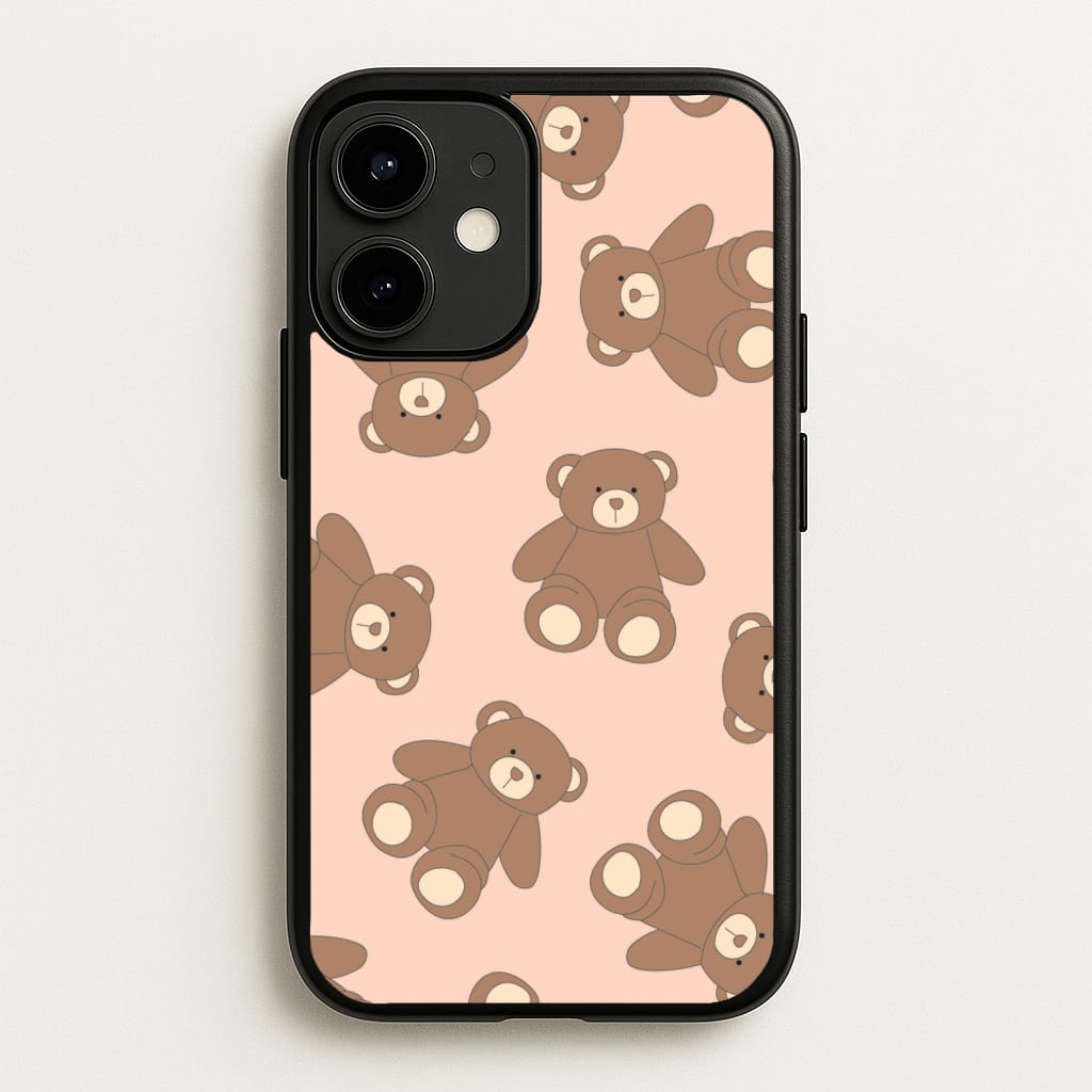 Cartoon Brown Bear Pattern - Clean Girl Aesthetic Phone Case for iPhone 12 Mini