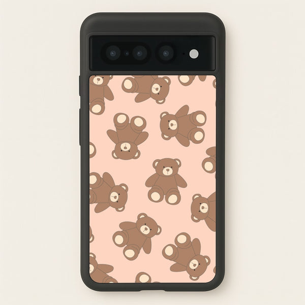 Cartoon Brown Bear Pattern - Clean Girl Aesthetic Phone Case for Google Pixel 7 Pro
