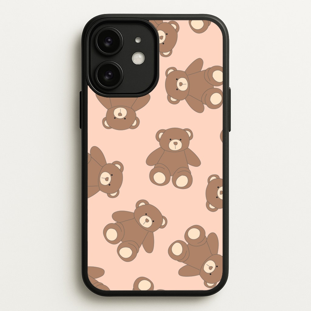 Cartoon Brown Bear Pattern - Clean Girl Aesthetic Phone Case for iPhone 11