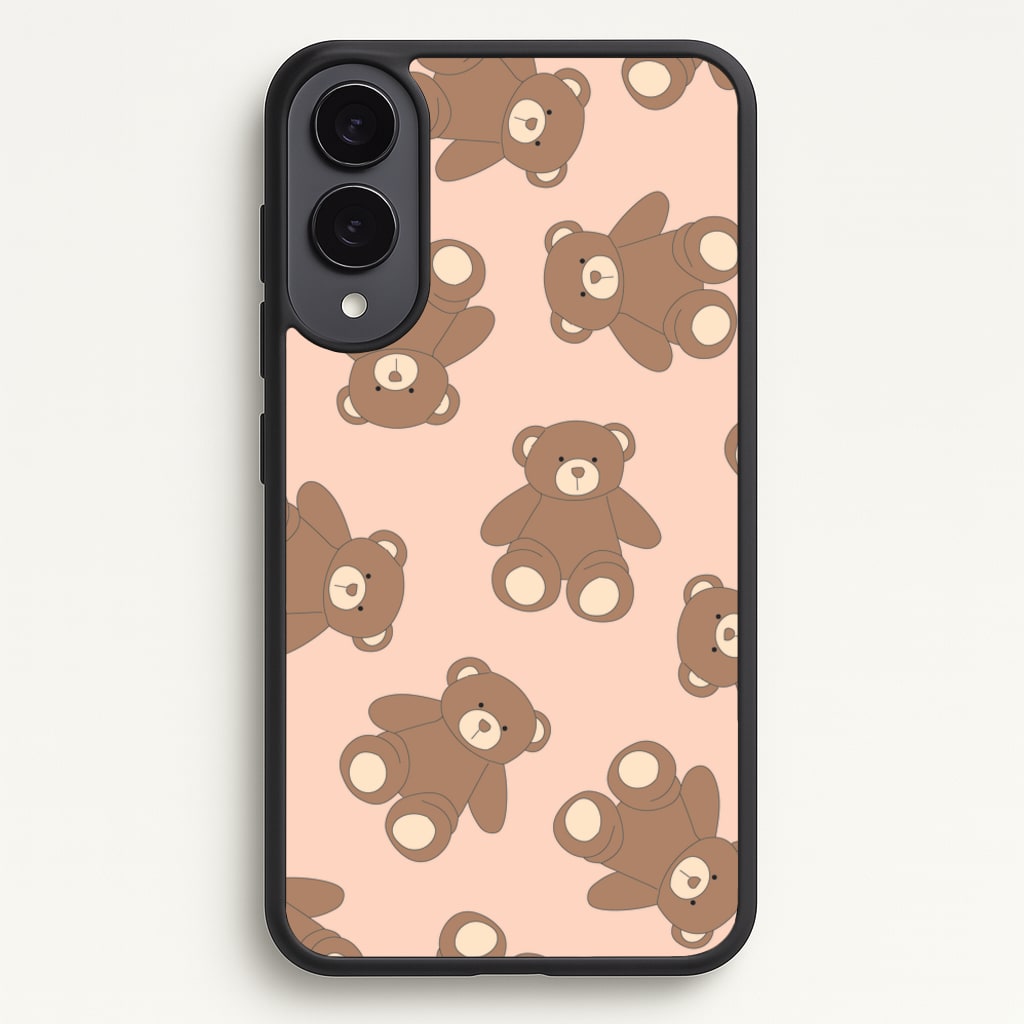Cartoon Brown Bear Pattern - Clean Girl Aesthetic Phone Case for Galaxy S25 Edge