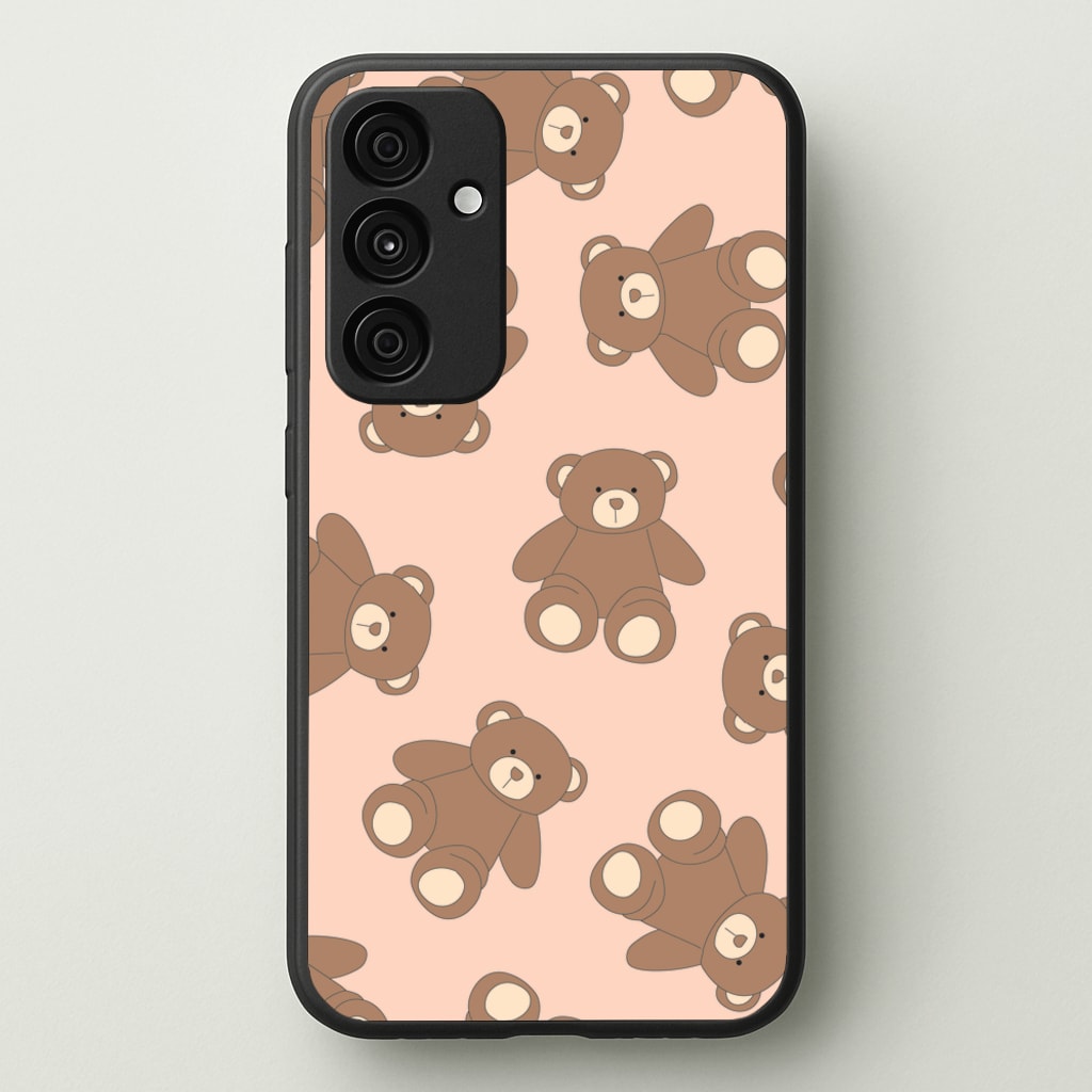 Cartoon Brown Bear Pattern - Clean Girl Aesthetic Phone Case for Galaxy A55