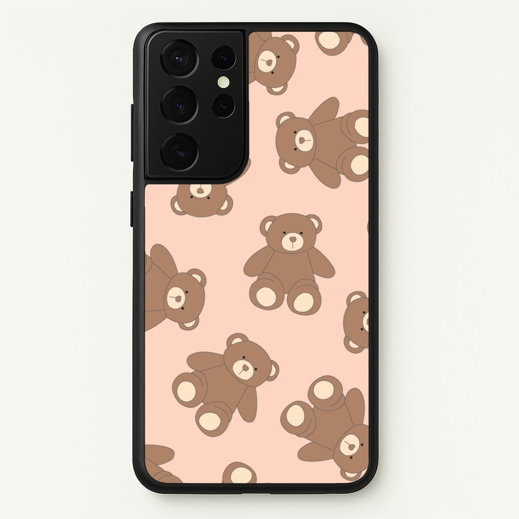 Cartoon Brown Bear Pattern - Clean Girl Aesthetic Phone Case for Galaxy S21 Ultra