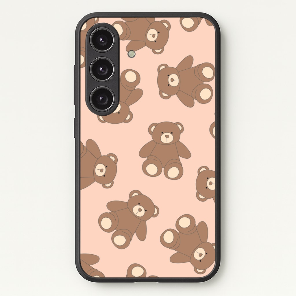 Cartoon Brown Bear Pattern - Clean Girl Aesthetic Phone Case for Galaxy S24