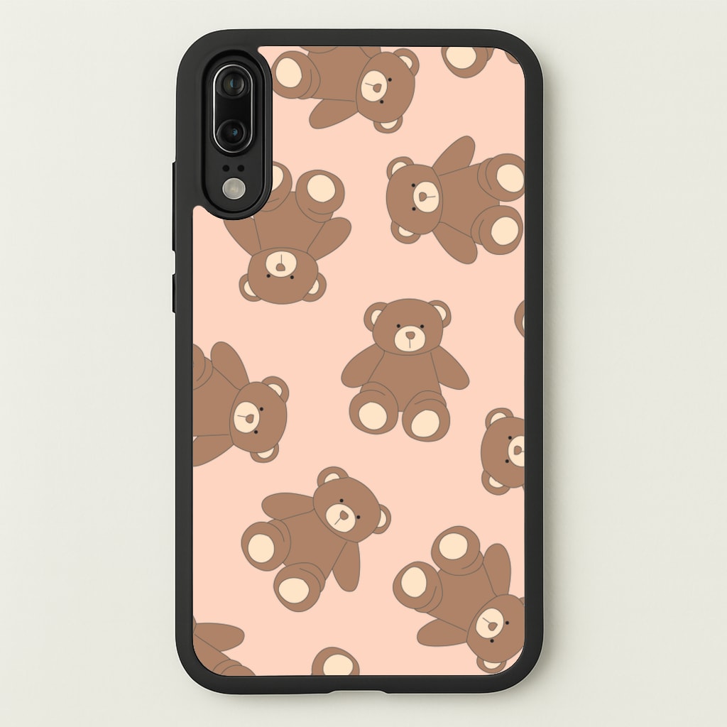 Cartoon Brown Bear Pattern - Clean Girl Aesthetic Phone Case for Huawei P20