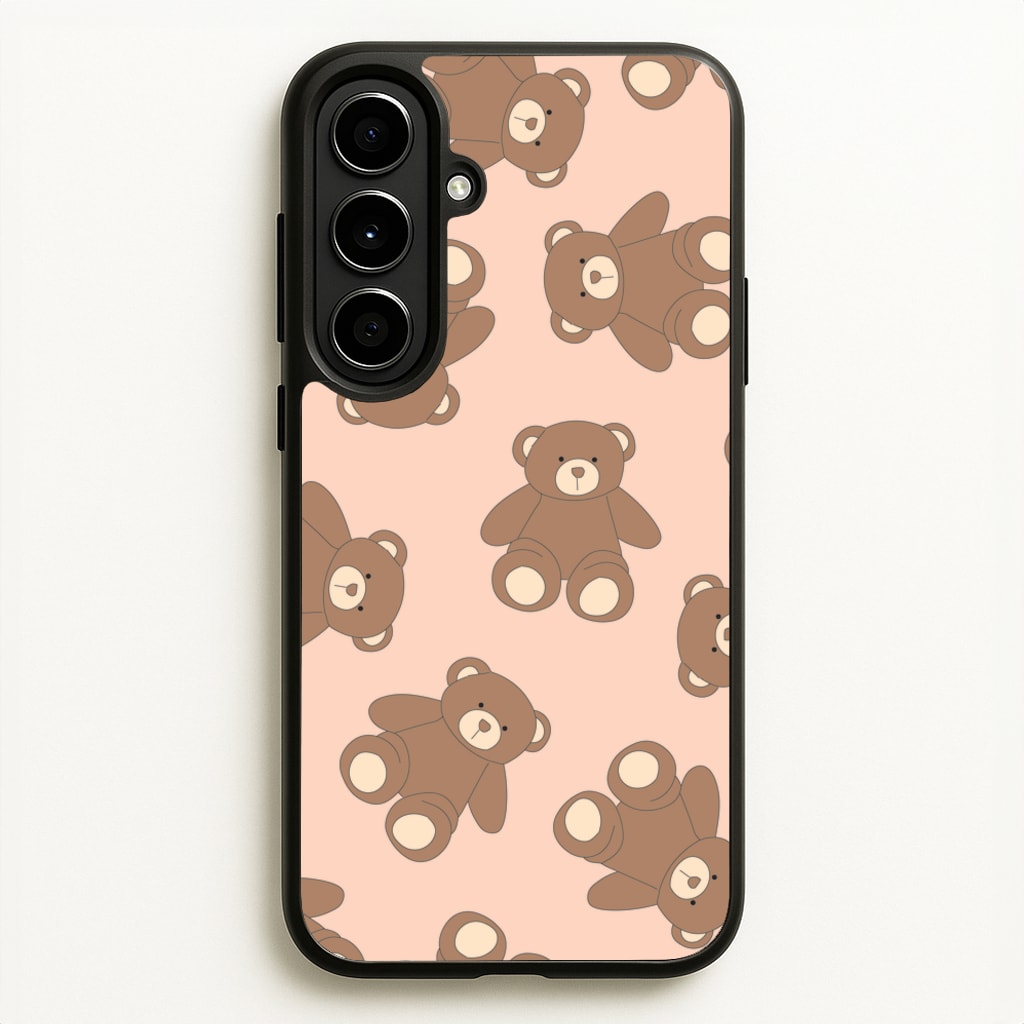 Cartoon Brown Bear Pattern - Clean Girl Aesthetic Phone Case for Galaxy A56