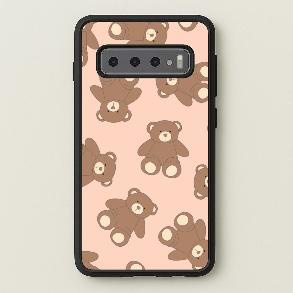 Cartoon Brown Bear Pattern - Clean Girl Aesthetic Phone Case for Galaxy S10 Plus