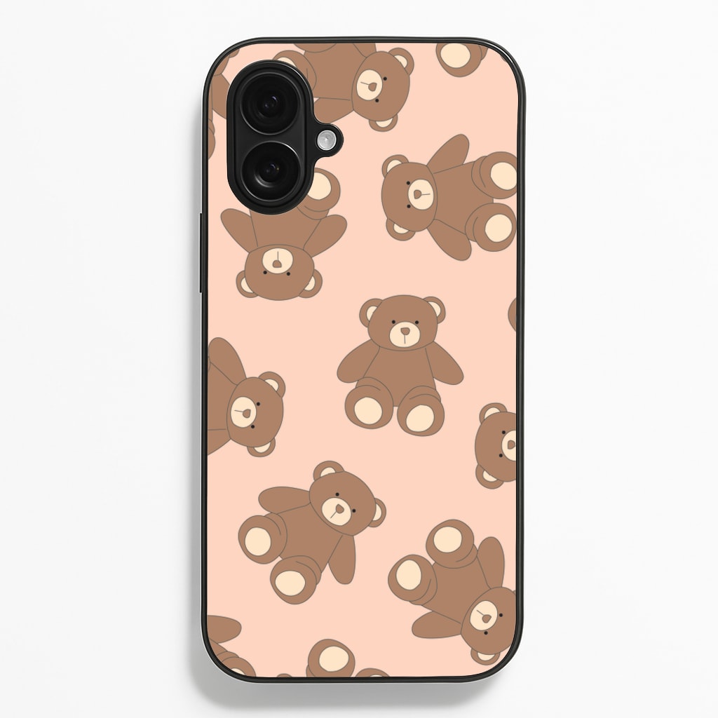 Cartoon Brown Bear Pattern - Clean Girl Aesthetic Phone Case for iPhone 16 Plus
