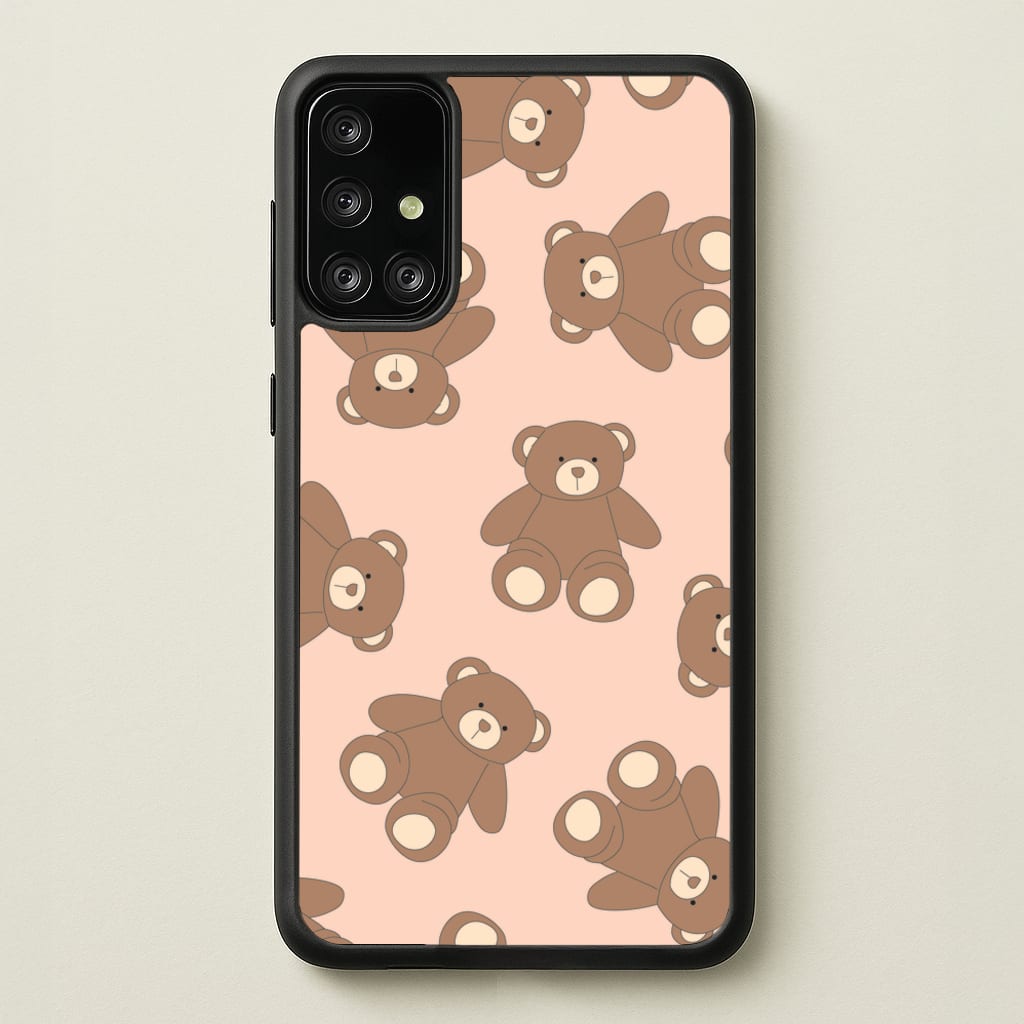 Cartoon Brown Bear Pattern - Clean Girl Aesthetic Phone Case for Galaxy A71