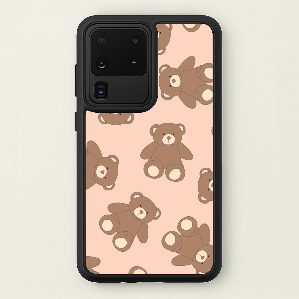 Cartoon Brown Bear Pattern - Clean Girl Aesthetic Phone Case for Galaxy S20 Ultra