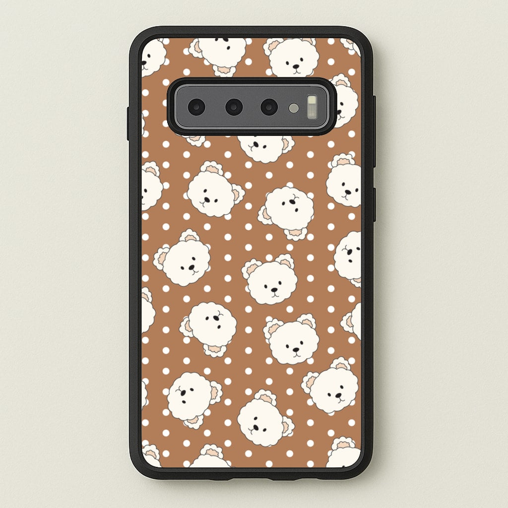 Cream Teddy Bears And Dots Pattern 2 - Clean Girl Aesthetic Phone Case for Galaxy S10