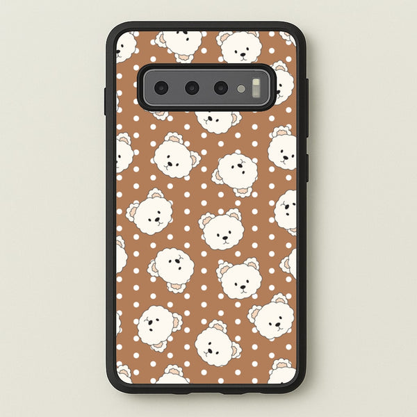 Cream Teddy Bears And Dots Pattern 2 - Clean Girl Aesthetic Phone Case for Galaxy S10