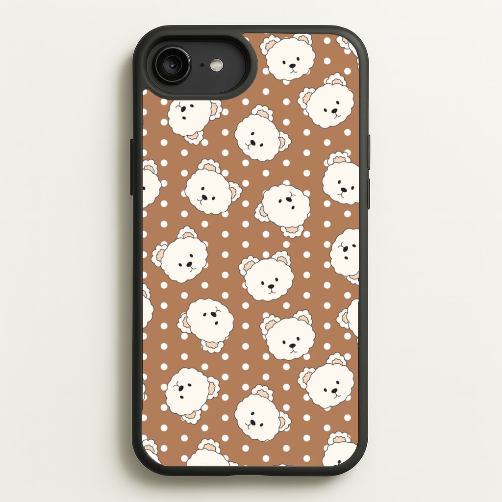 Cream Teddy Bears And Dots Pattern 2 - Clean Girl Aesthetic Phone Case for iPhone 6 Plus / 7 Plus / 8 Plus