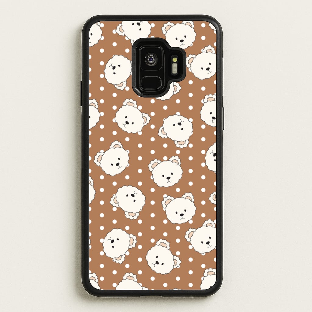 Cream Teddy Bears And Dots Pattern 2 - Clean Girl Aesthetic Phone Case for Galaxy S9