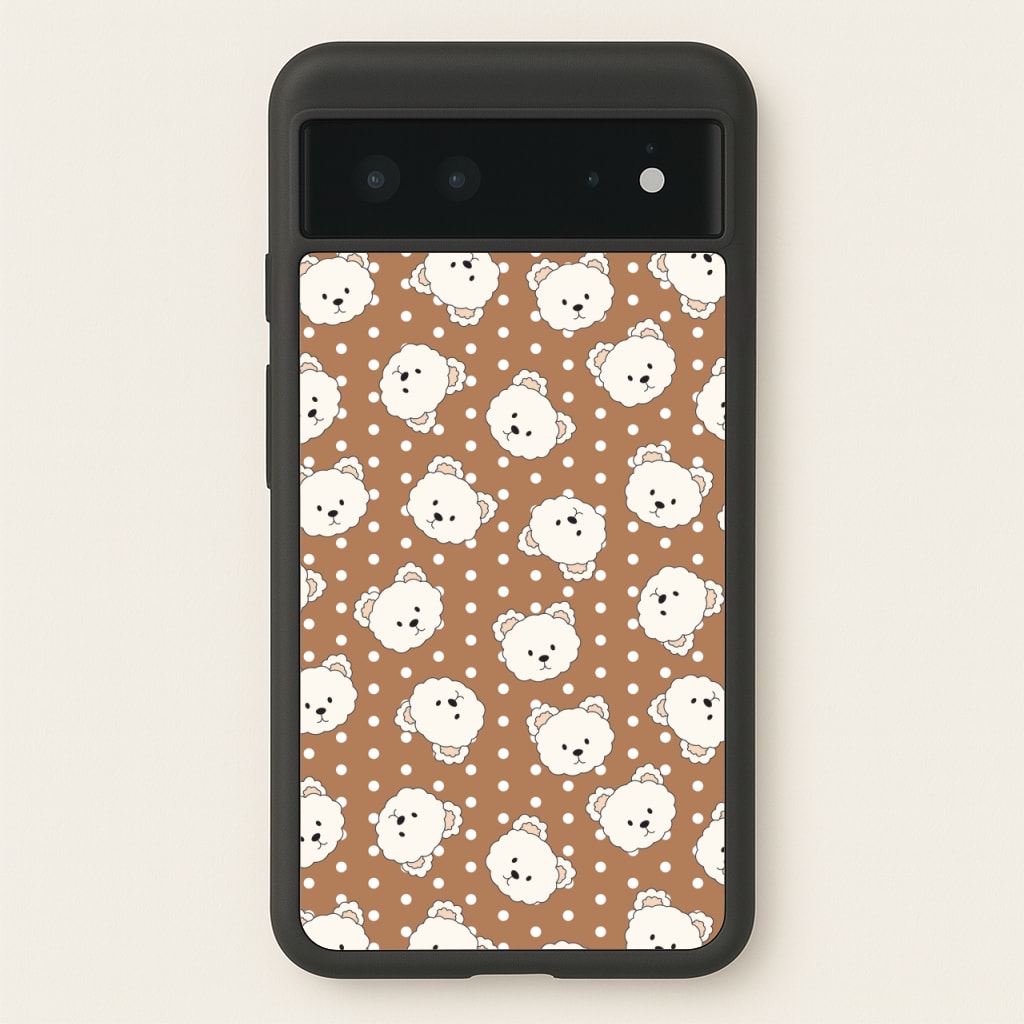 Cream Teddy Bears And Dots Pattern 2 - Clean Girl Aesthetic Phone Case for Google Pixel 6