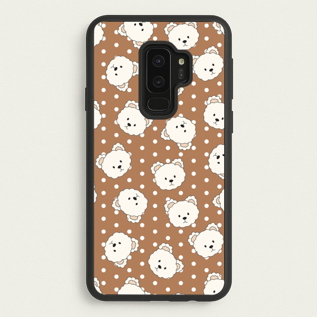 Cream Teddy Bears And Dots Pattern 2 - Clean Girl Aesthetic Phone Case for Galaxy S9 Plus