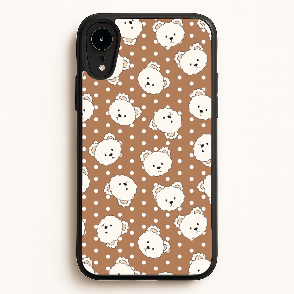 Cream Teddy Bears And Dots Pattern 2 - Clean Girl Aesthetic Phone Case for iPhone XR