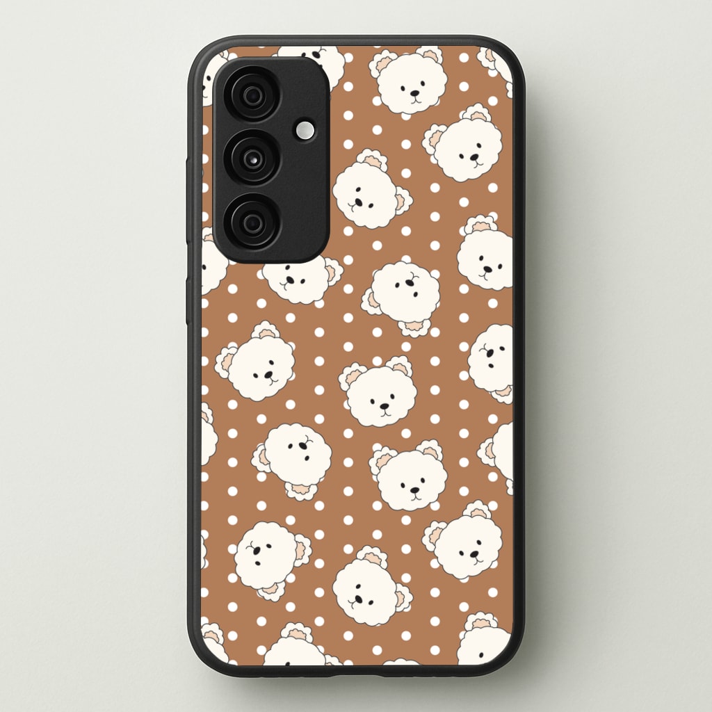 Cream Teddy Bears And Dots Pattern 2 - Clean Girl Aesthetic Phone Case for Galaxy A55