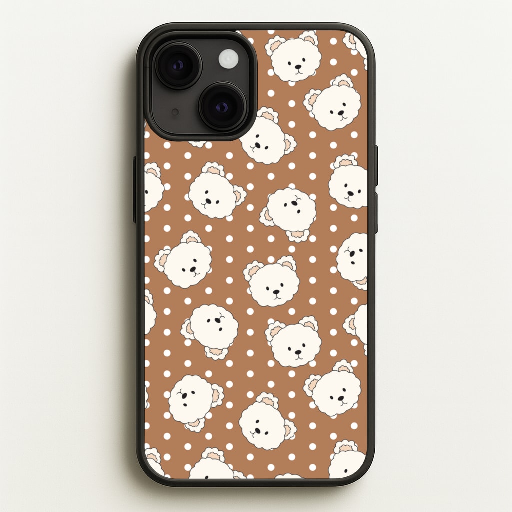 Cream Teddy Bears And Dots Pattern 2 - Clean Girl Aesthetic Phone Case for iPhone 13