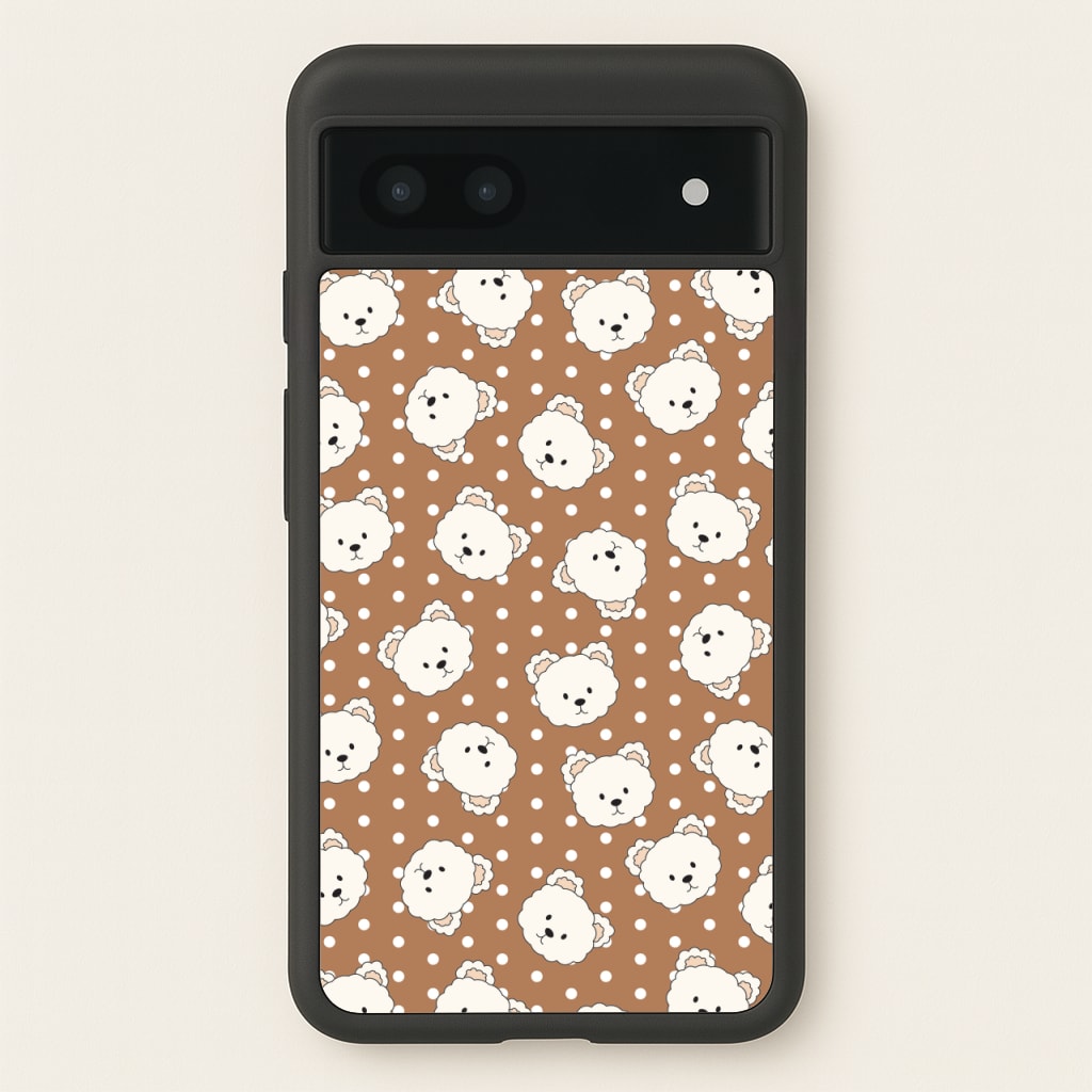 Cream Teddy Bears And Dots Pattern 2 - Clean Girl Aesthetic Phone Case for Google Pixel 7a
