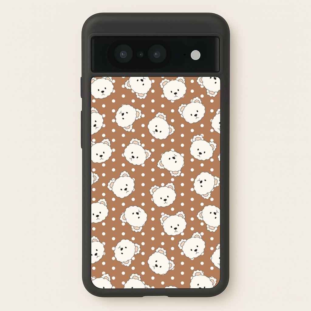 Cream Teddy Bears And Dots Pattern 2 - Clean Girl Aesthetic Phone Case for Google Pixel 8
