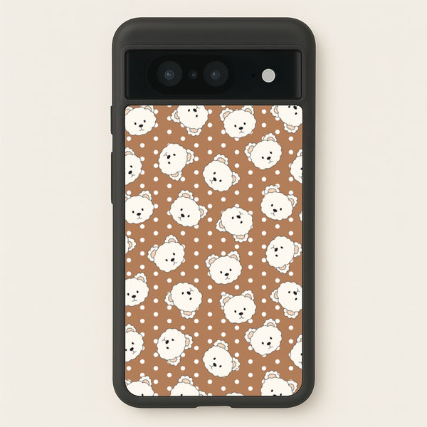 Cream Teddy Bears And Dots Pattern 2 - Clean Girl Aesthetic Phone Case for Google Pixel 8