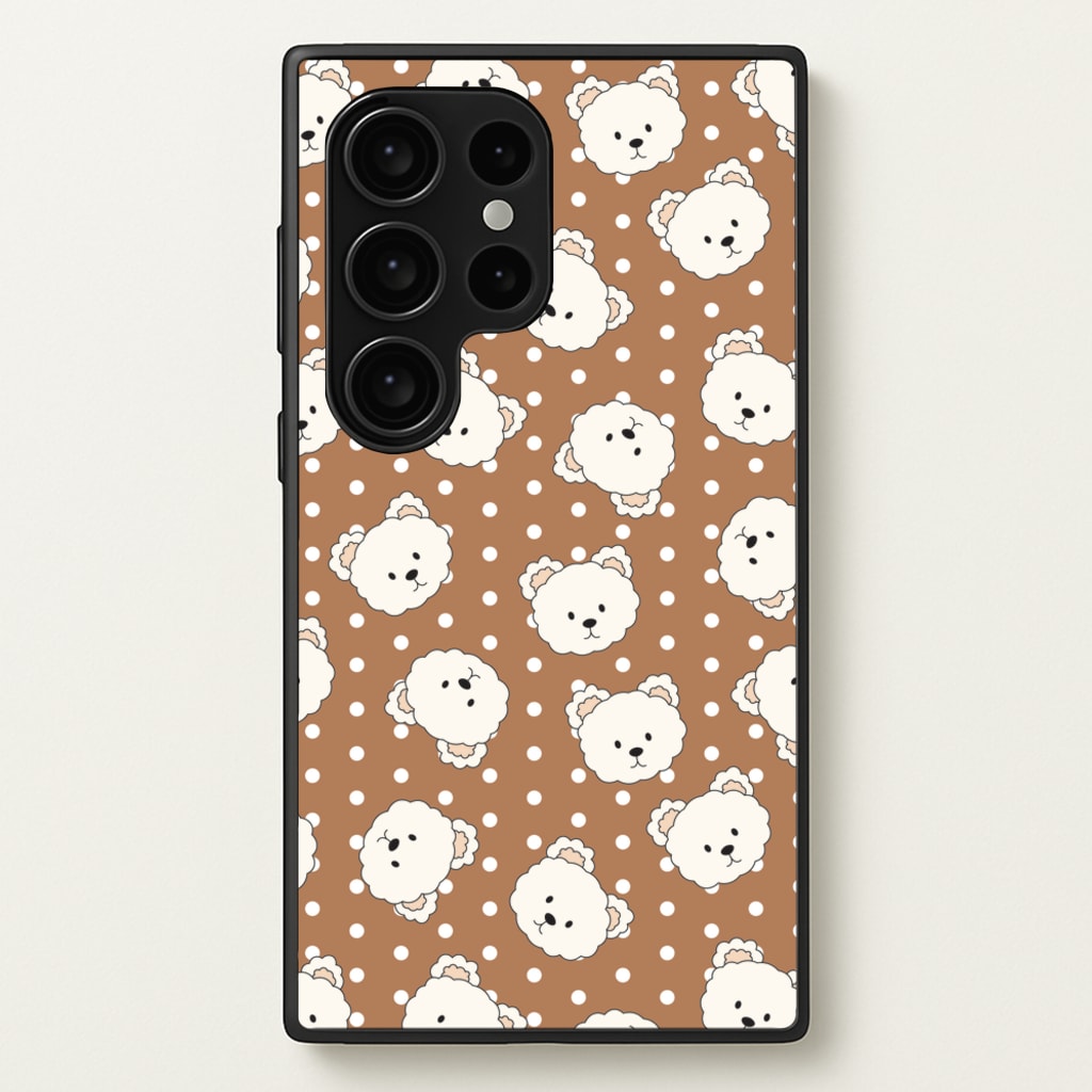 Cream Teddy Bears And Dots Pattern 2 - Clean Girl Aesthetic Phone Case for Galaxy S24 Ultra
