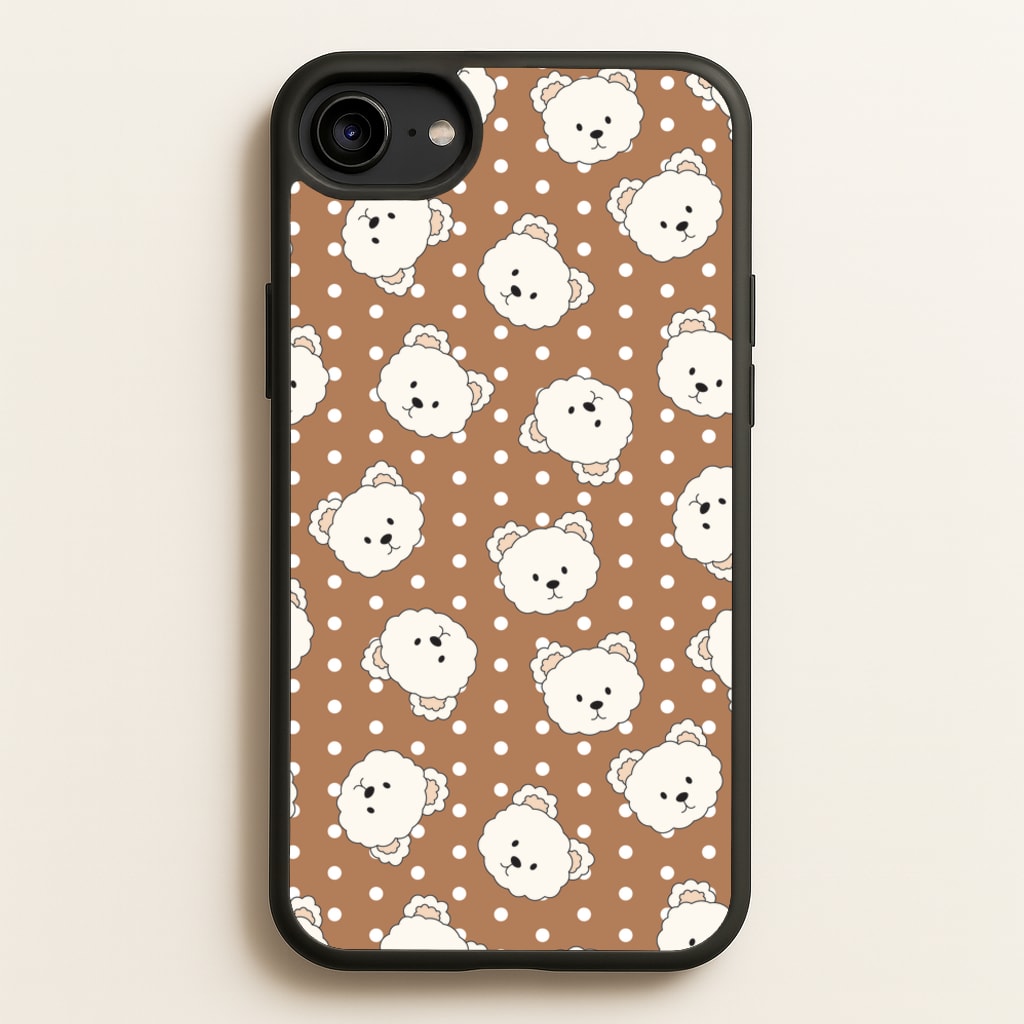 Cream Teddy Bears And Dots Pattern 2 - Clean Girl Aesthetic Phone Case for iPhone 6 / 7 / 8 / SE