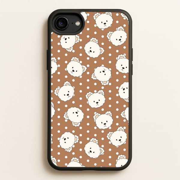Cream Teddy Bears And Dots Pattern 2 - Clean Girl Aesthetic Phone Case for iPhone 6 / 7 / 8 / SE