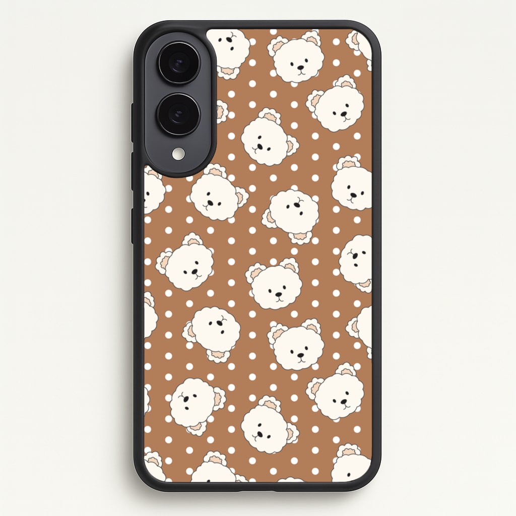 Cream Teddy Bears And Dots Pattern 2 - Clean Girl Aesthetic Phone Case for Galaxy S25 Edge