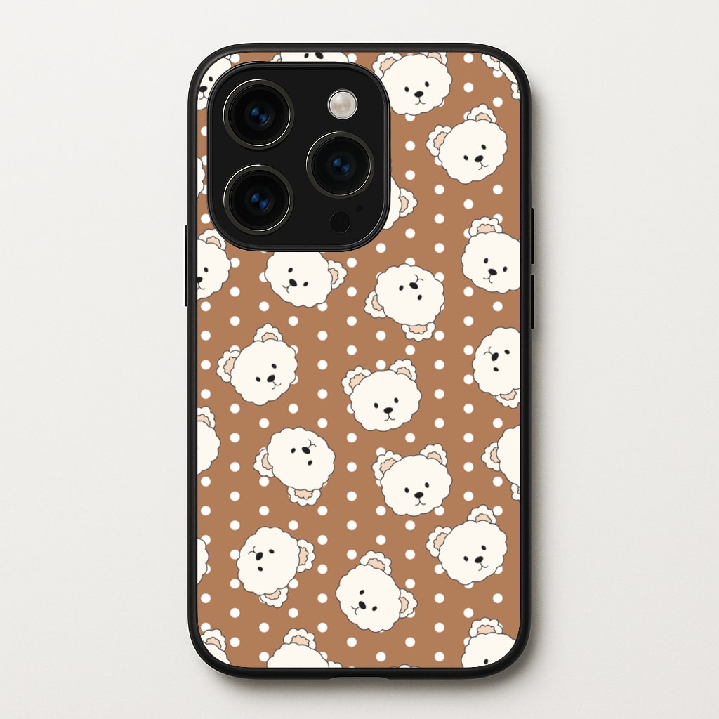 Cream Teddy Bears And Dots Pattern 2 - Clean Girl Aesthetic Phone Case for iPhone 14 Pro Max