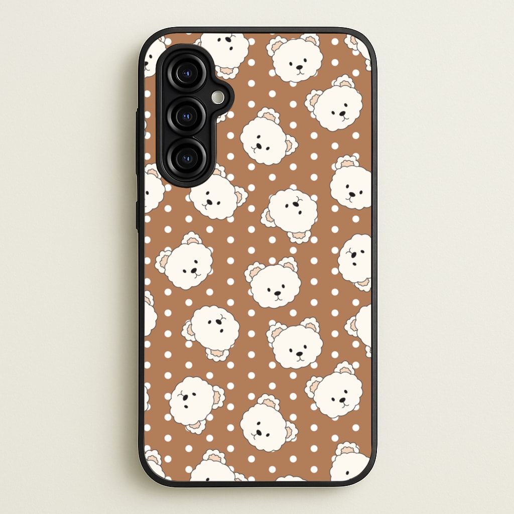 Cream Teddy Bears And Dots Pattern 2 - Clean Girl Aesthetic Phone Case for Galaxy A54