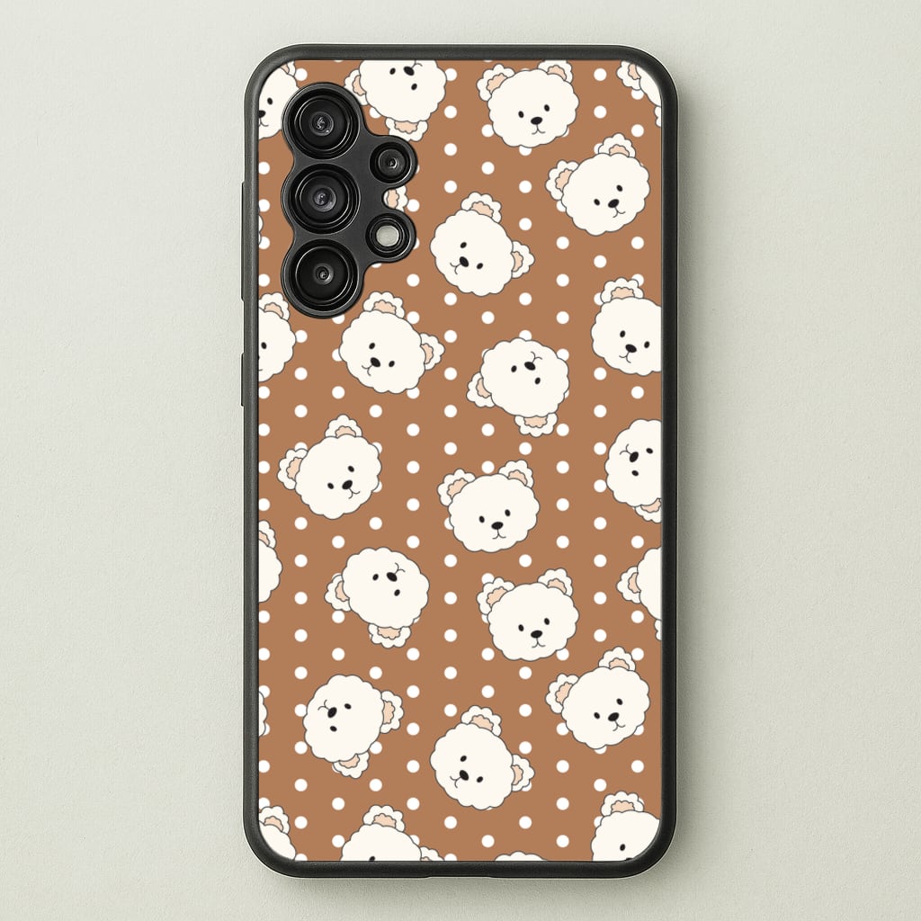 Cream Teddy Bears And Dots Pattern 2 - Clean Girl Aesthetic Phone Case for Galaxy A13