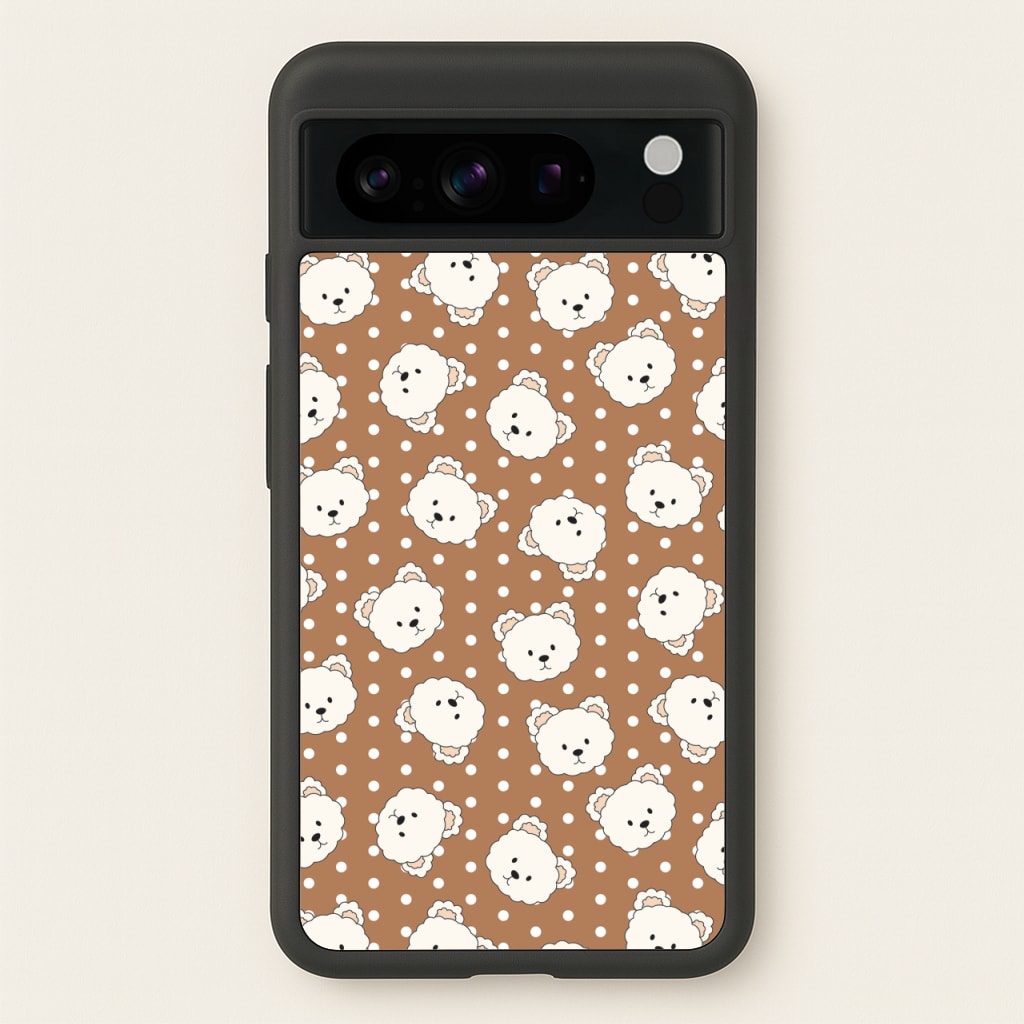 Cream Teddy Bears And Dots Pattern 2 - Clean Girl Aesthetic Phone Case for Google Pixel 8 Pro