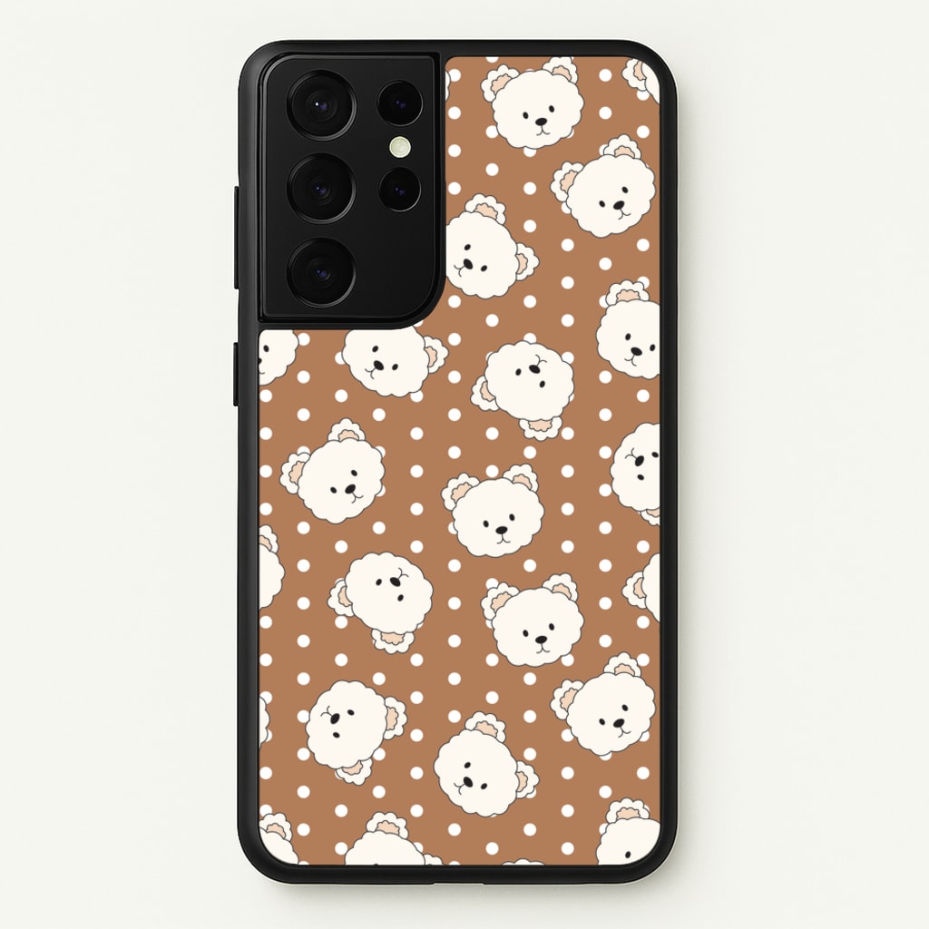 Cream Teddy Bears And Dots Pattern 2 - Clean Girl Aesthetic Phone Case for Galaxy S21 Ultra