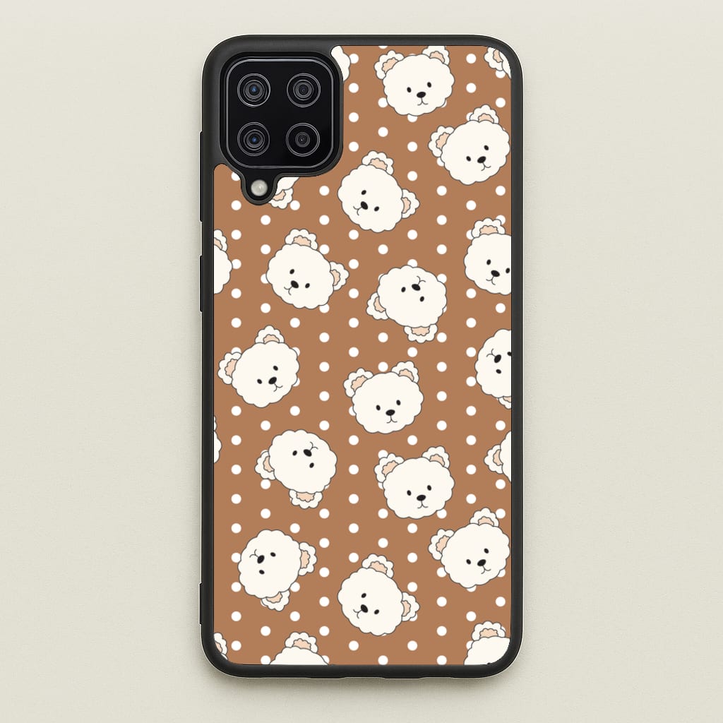 Cream Teddy Bears And Dots Pattern 2 - Clean Girl Aesthetic Phone Case for Galaxy A12