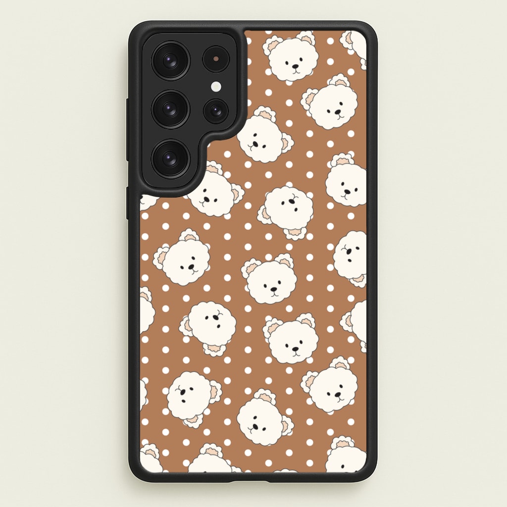 Cream Teddy Bears And Dots Pattern 2 - Clean Girl Aesthetic Phone Case for Galaxy S23 Ultra