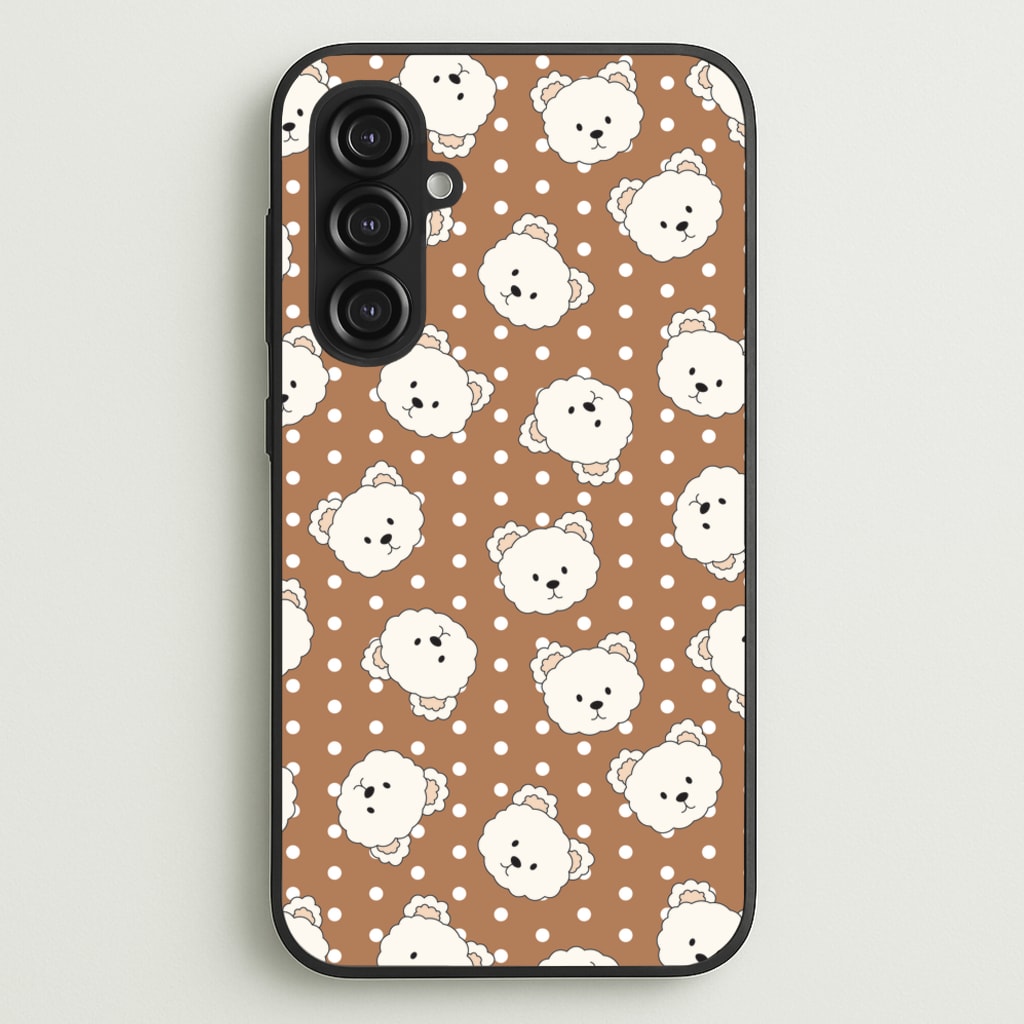 Cream Teddy Bears And Dots Pattern 2 - Clean Girl Aesthetic Phone Case for Galaxy S23FE