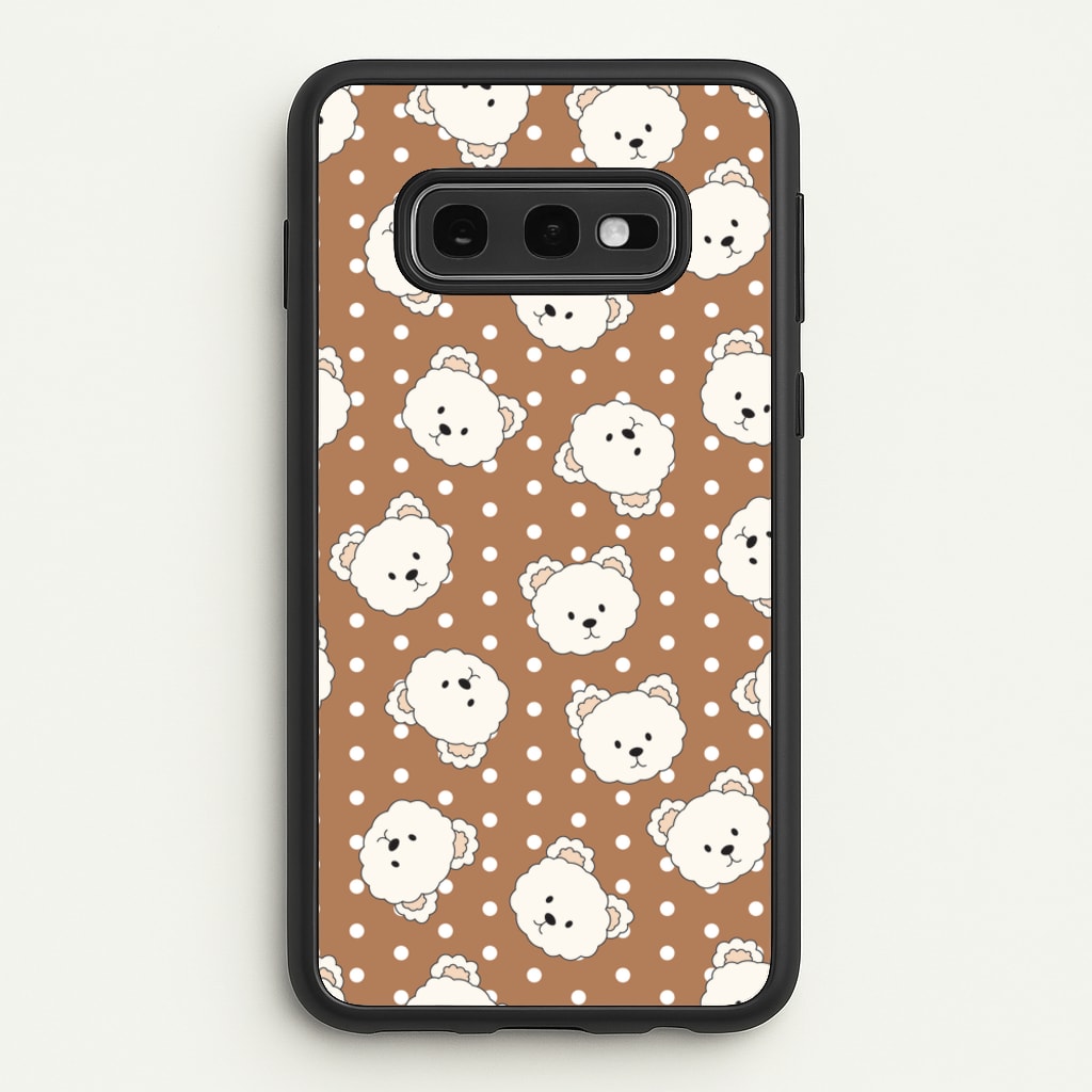 Cream Teddy Bears And Dots Pattern 2 - Clean Girl Aesthetic Phone Case for Galaxy S10e