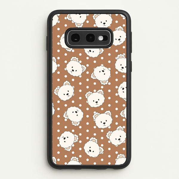 Cream Teddy Bears And Dots Pattern 2 - Clean Girl Aesthetic Phone Case for Galaxy S10e
