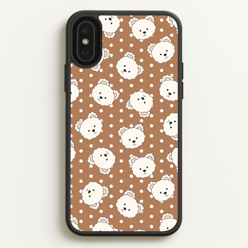 Cream Teddy Bears And Dots Pattern 2 - Clean Girl Aesthetic Phone Case for iPhone XS Max