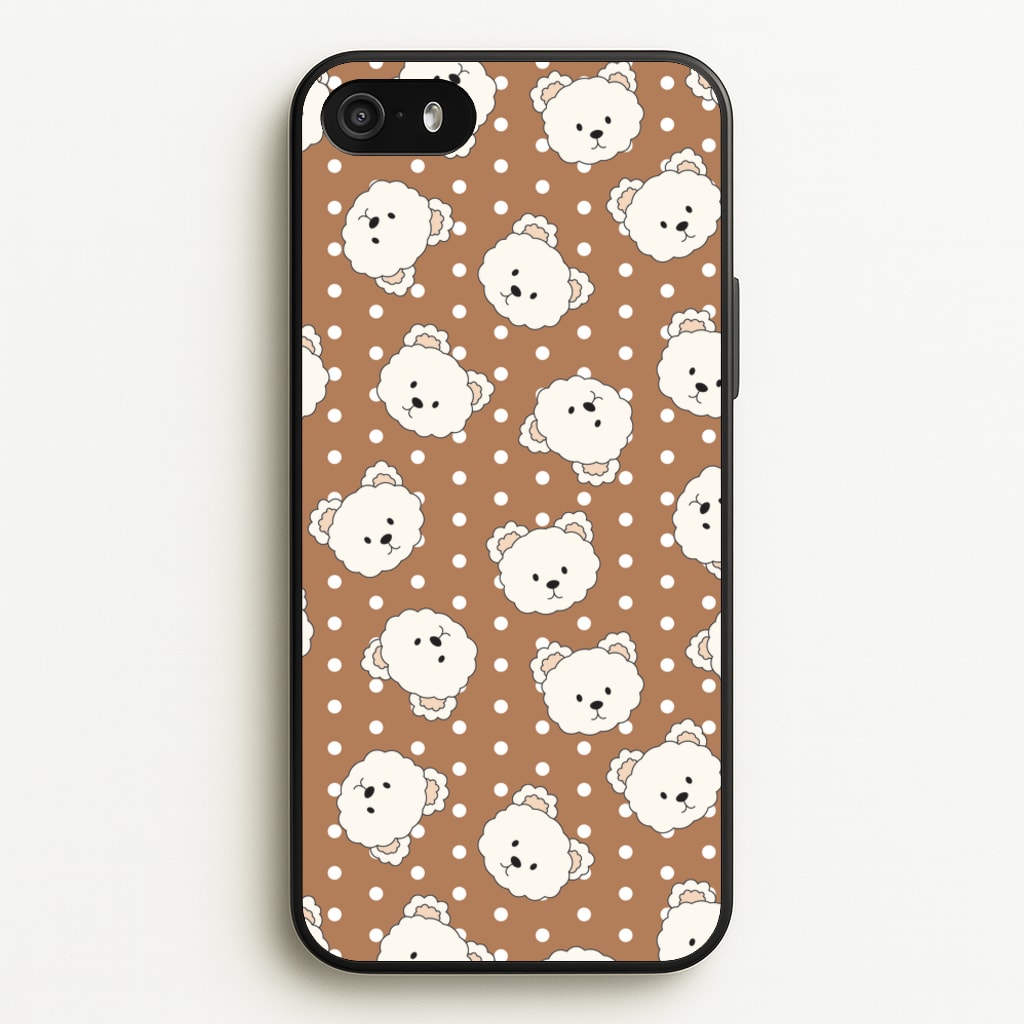 Cream Teddy Bears And Dots Pattern 2 - Clean Girl Aesthetic Phone Case for iPhone 5 / 5s / SE 2016