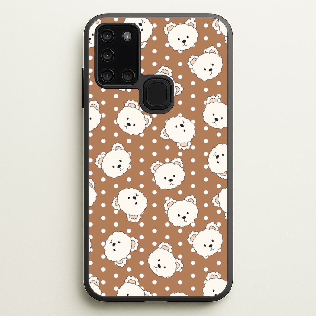 Cream Teddy Bears And Dots Pattern 2 - Clean Girl Aesthetic Phone Case for Galaxy A21s