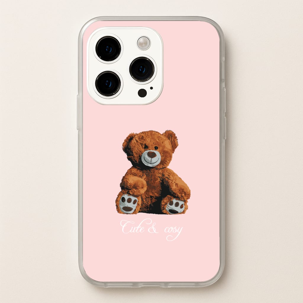 Cute And Cosy Teddy Bear - Clean Girl Aesthetic Phone Case for iPhone 15 Pro