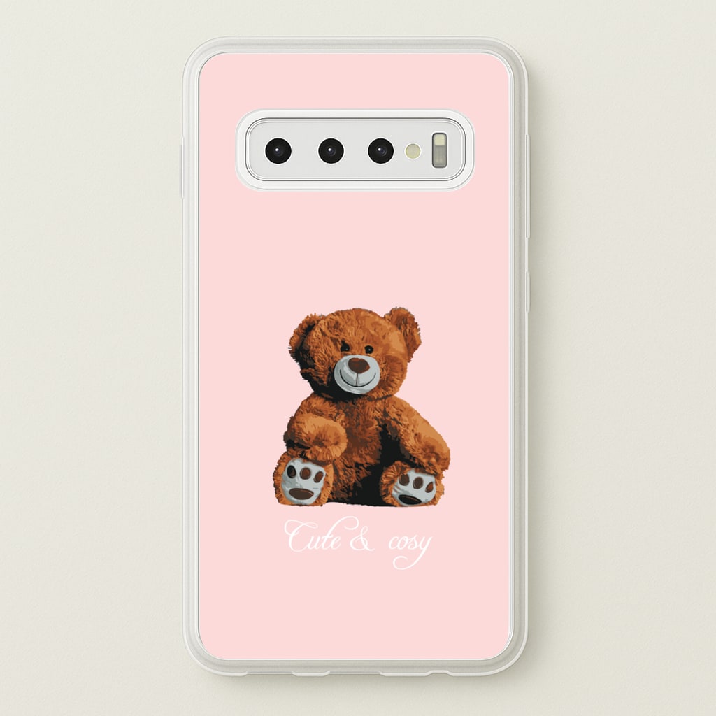 Cute And Cosy Teddy Bear - Clean Girl Aesthetic Phone Case for Galaxy S10