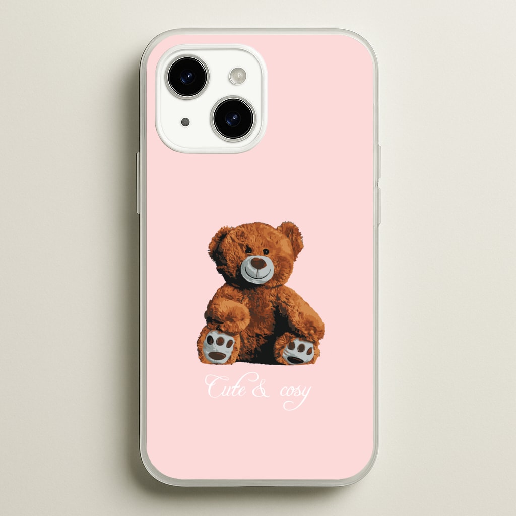 Cute And Cosy Teddy Bear - Clean Girl Aesthetic Phone Case for iPhone 15