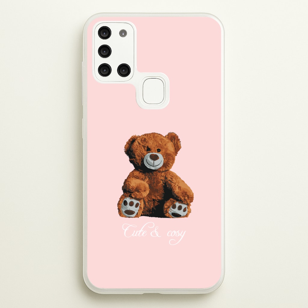 Cute And Cosy Teddy Bear - Clean Girl Aesthetic Phone Case for Galaxy A21s